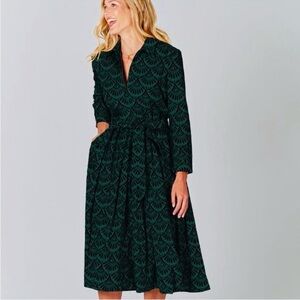 Tucker Allyson Dress Evergreen Art Deco X-Small